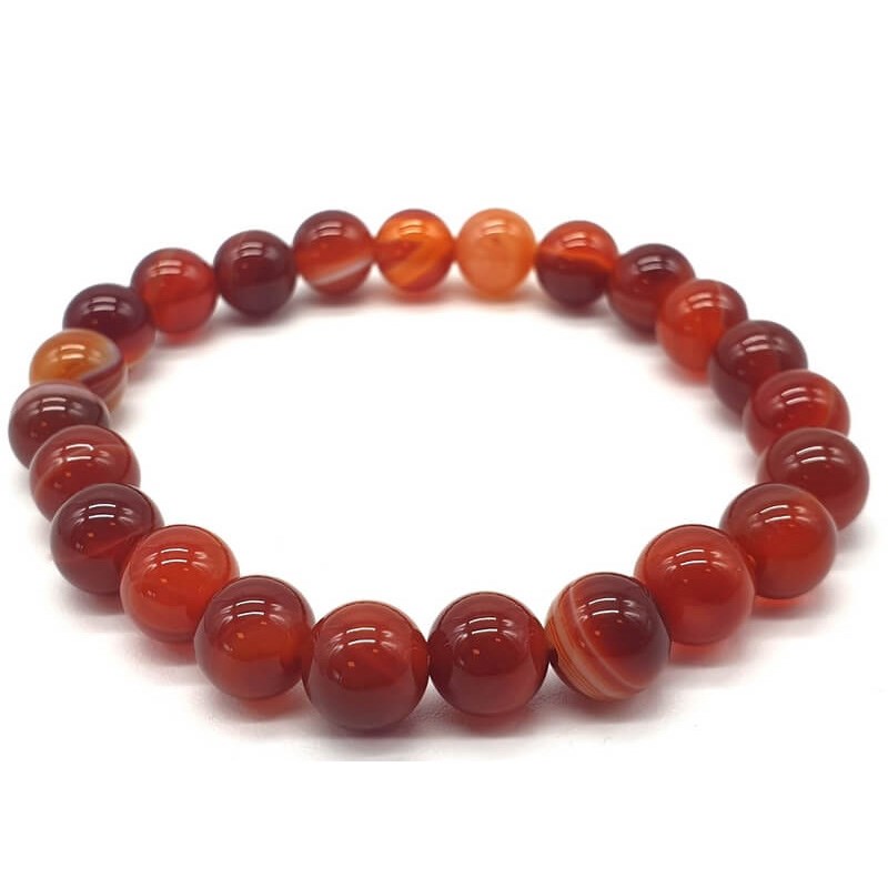 Bracelet extensible avec perles Cornaline Rubanée