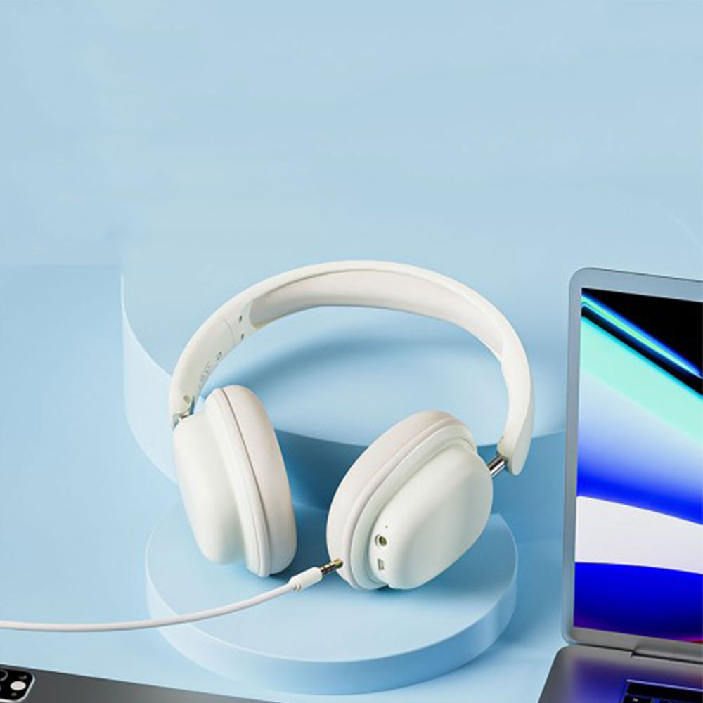 Bluetooth 5.3 Over-Ear Stereo faltbarer Kopfhörer Headset mit 3.5mm Klinken Anschluss / Plug-in Mikrofon - Beige