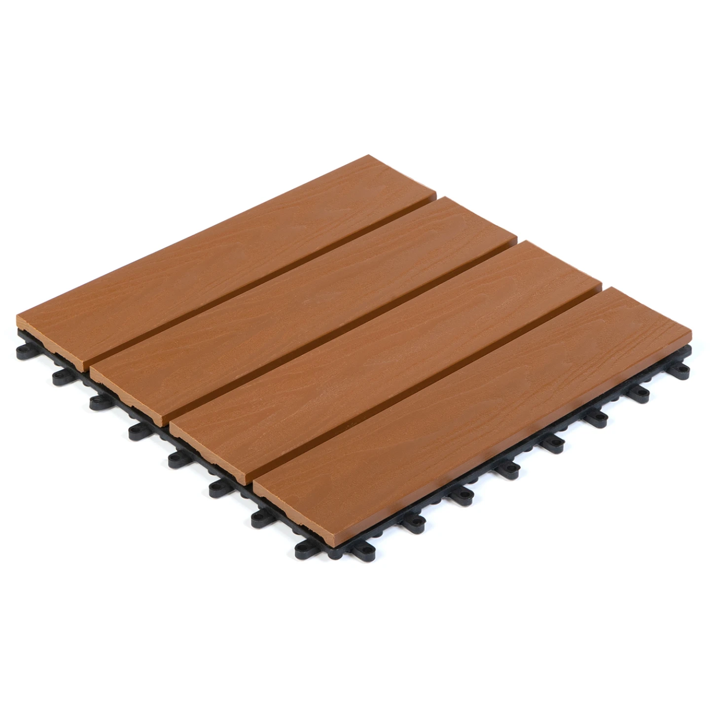 Lot de 5 dalles de terrasse WODHY clipsables bois composite effet teck 30 x 30 cm