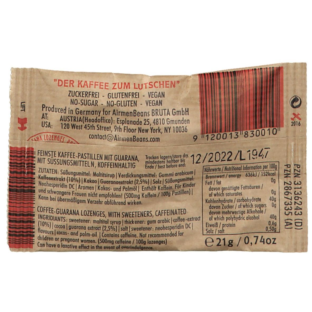 Airmenbeans Kaffee-Guarana Pastillen