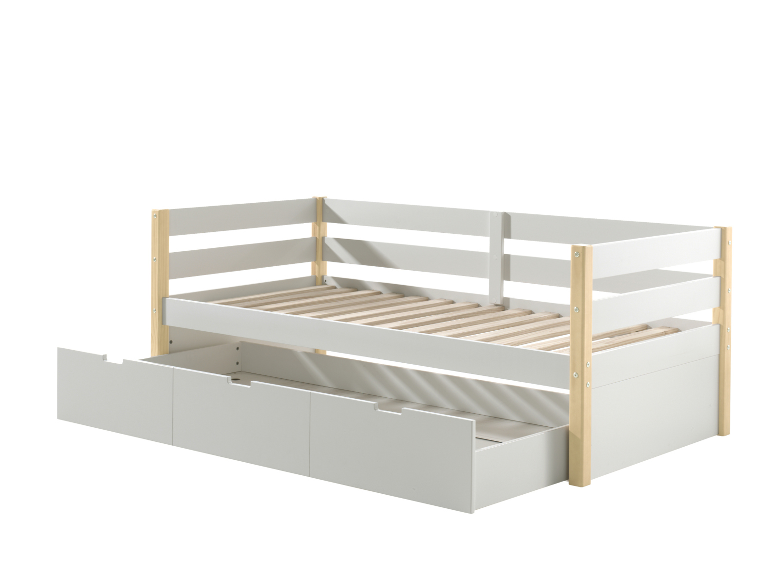 Kojenbett FRITZ - weiß-natur - mit Bettschublade - 90x200 cm