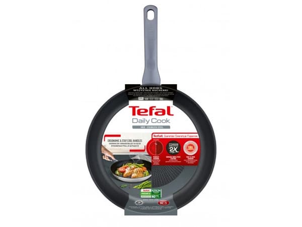 Tefal Daily Cook G7300755, Rund, All-bruk panne, Rustfritt stål, Titan, Rustfritt stål, Keramisk, Halogen, Forseglet Plate, Gass, Induksjon