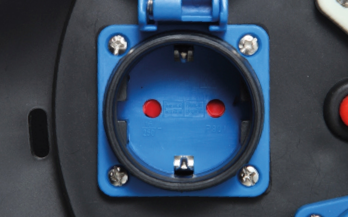 Brunner Drummer Rubber Kabeltrommel CEE-Stecker auf 2 Schutzkontakt-Steckdosen / 1 CEE Steckdose mit Überlastungsschutz 25 m / 2,5 mm²