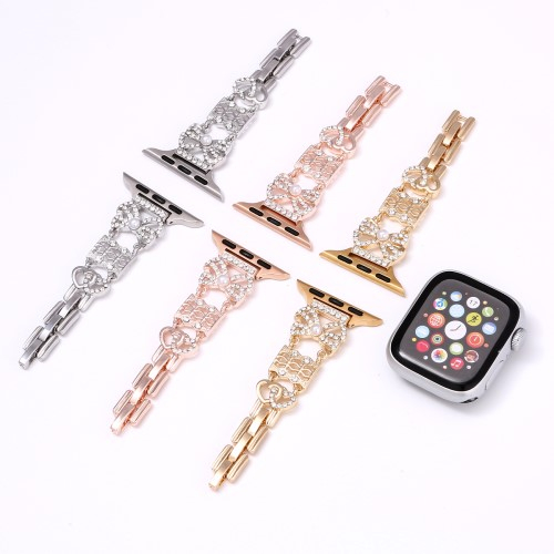 Apple Watch (49/46/45/44 mm)  Schmuck-Armband mit Glitzer-Schleifen (Gelenkumfang: 160-200mm) - Silber