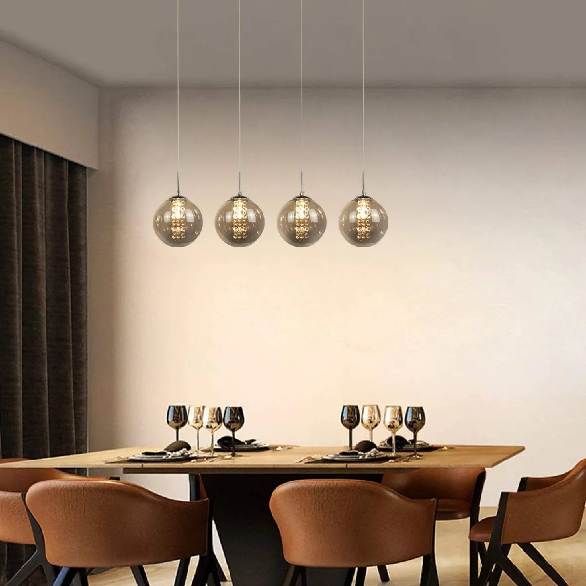 ZMH Lampe Pendante LED Verre