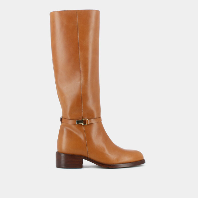 Bottes à boucle  en cuir cognac