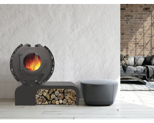 Frankrijk Turbo Sofia 6/8 stalen zwarte houtkachel, 8 kW, met Arche-standaard en Canada-bekleding