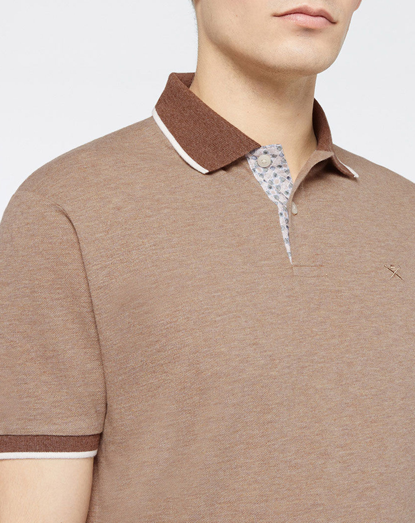 Hackett London Polo Regular Fit beige foncé chiné