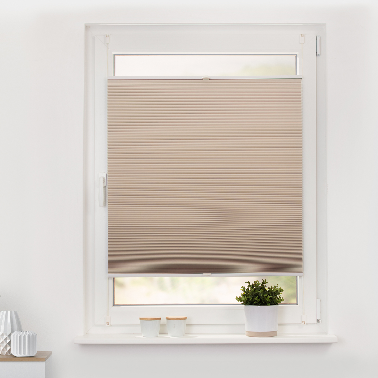 LICHTBLICK Thermo-Plissee - creme - spannbar - 45x130 cm