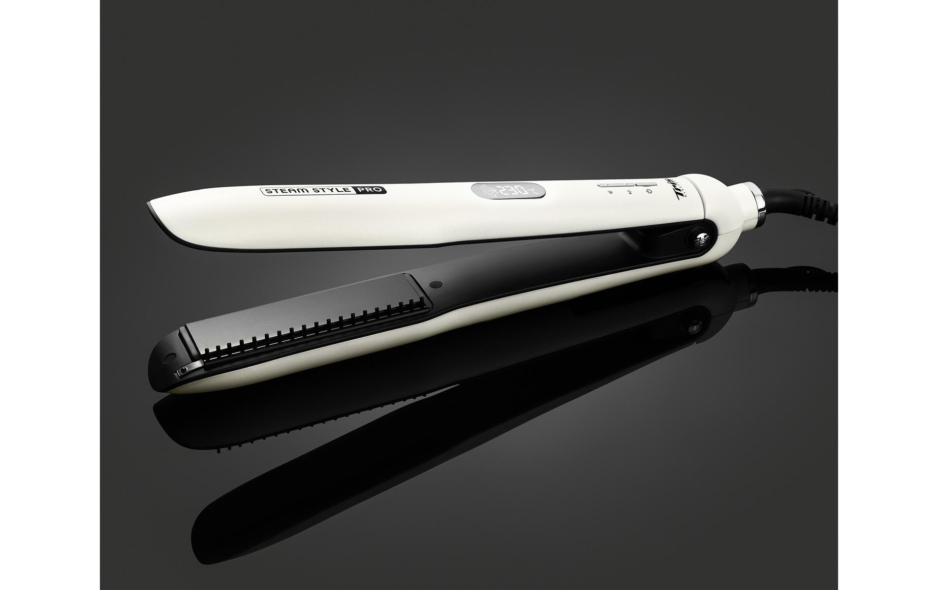 Haarglätter Steam Style Pro Weiss<br>Dampfglätteisen für seidenweiches Haar