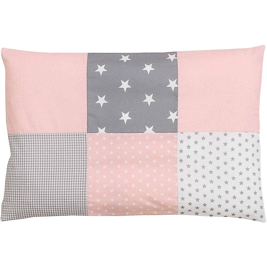 Ullenboom Patchwork Kissenbezug 40 x 60 cm Rosa Grau