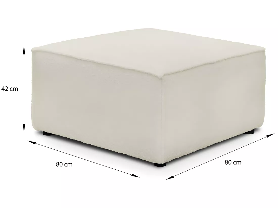 Pouf en tissu bouclette écru - Harper