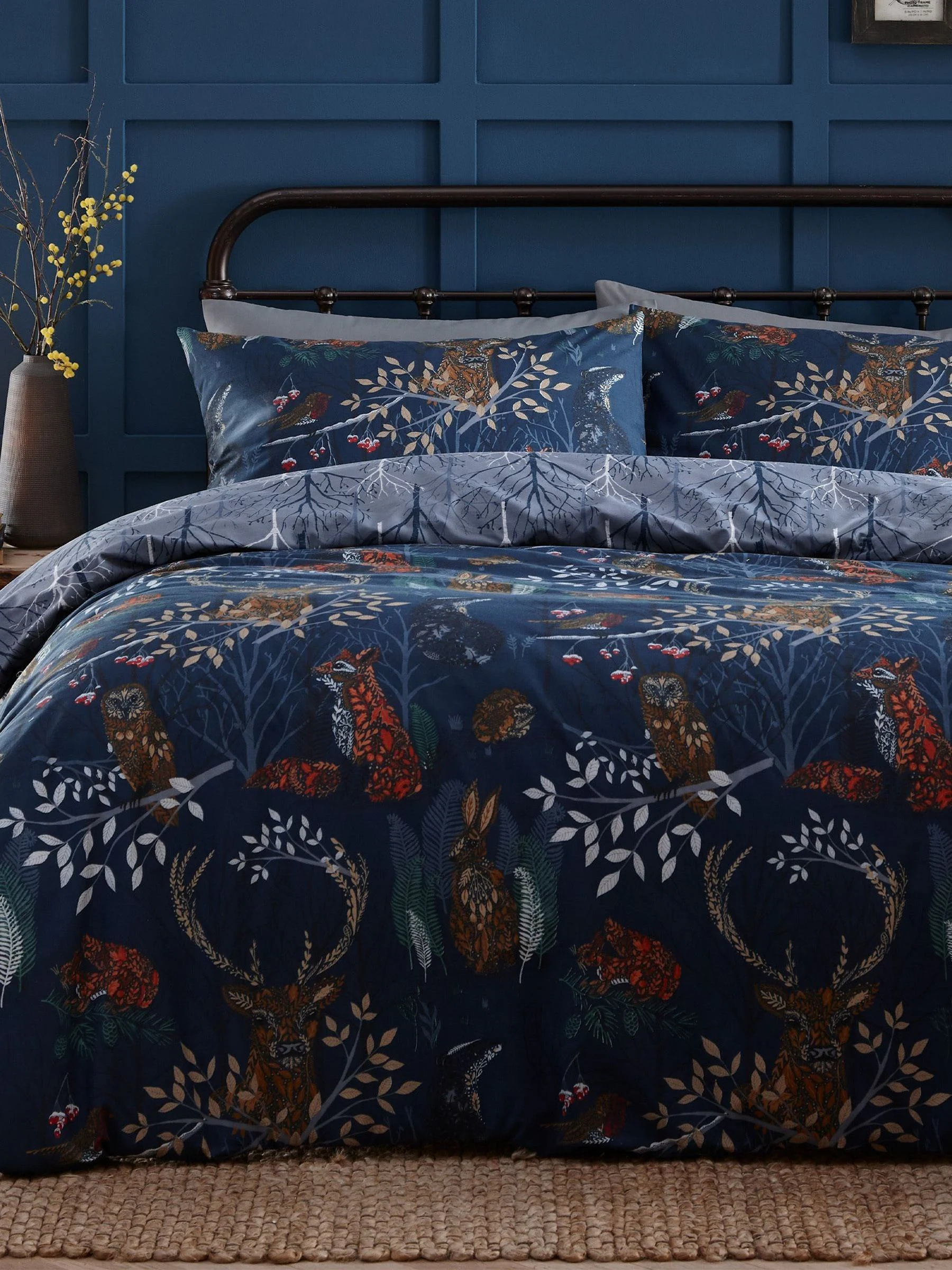 Furn Fauna Printed Woodland Reversible Duvet Cover And Pillowcase Set