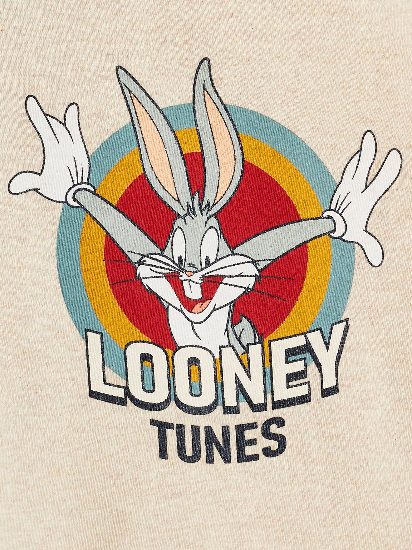 Camiseta de manga curta Looney Tunes® Bugs Bunny, bege claro, lisa com estampas.