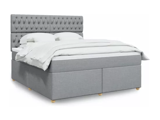 Sommier à lattes de lit avec matelas Gris clair 180x200cm Tissu