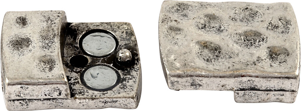 Magnetlås - Str. 7X29 MM - Hulstr. 3X10 MM - Antik Sølv - 1 Stk