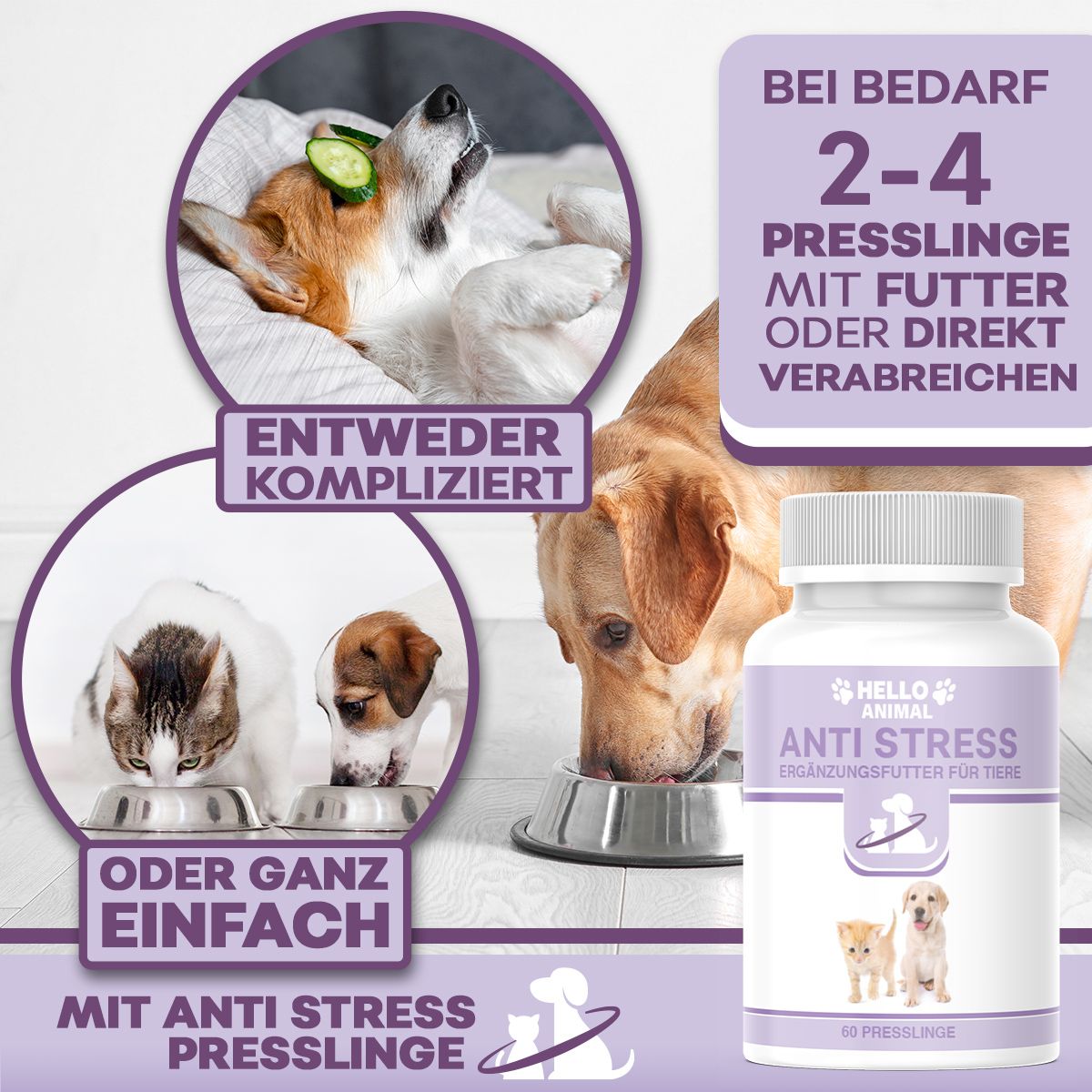 Hello Animal® | Anti Stress Leckerlis | Beruhigung für Vierbeiner