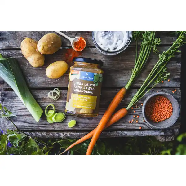 Bio Kartoffel Lauch Suppe mit Bio Kokoscreme