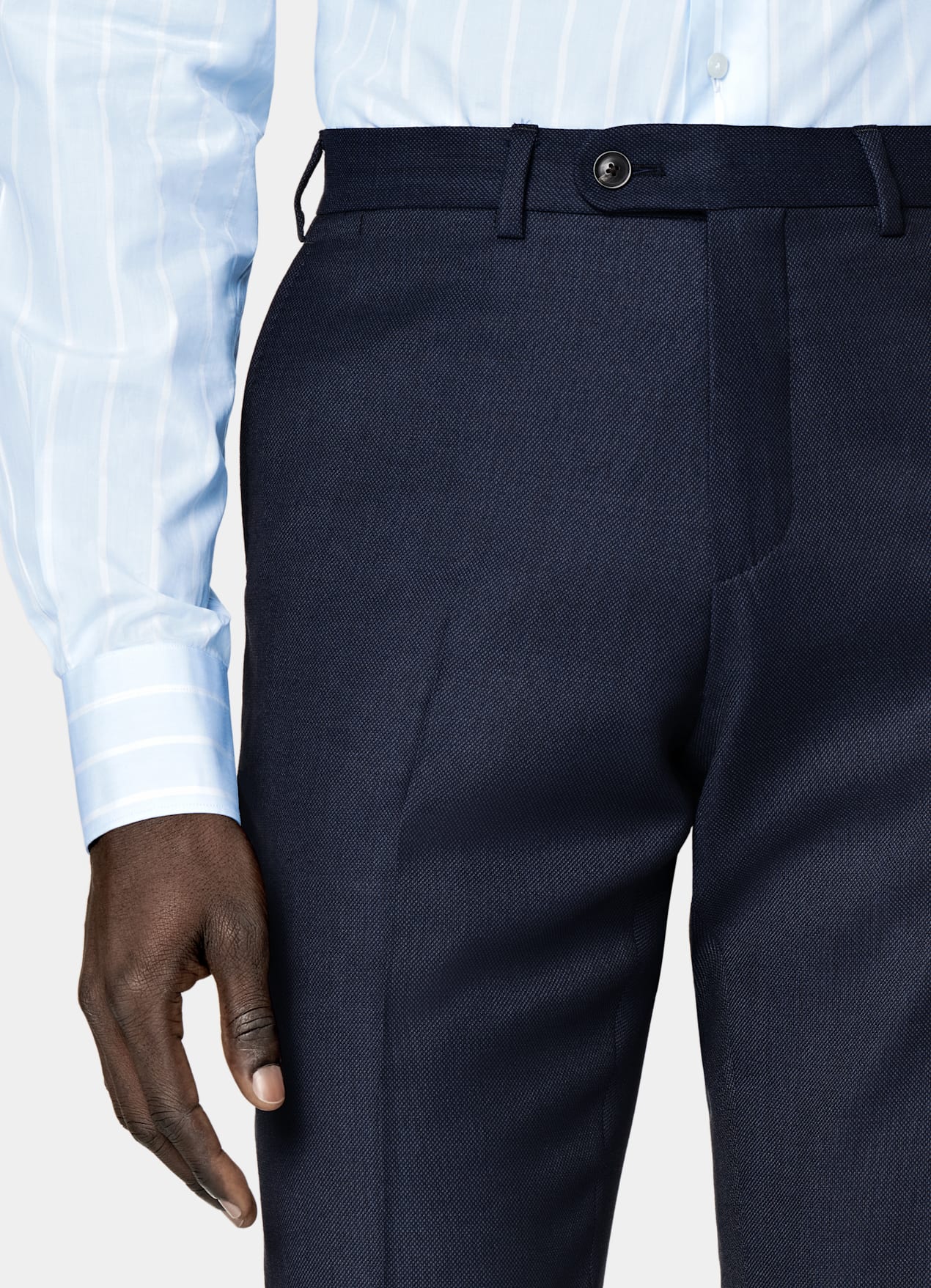 Pantalon de costume Slim Leg Straight bleu marine œil-de-perdrix