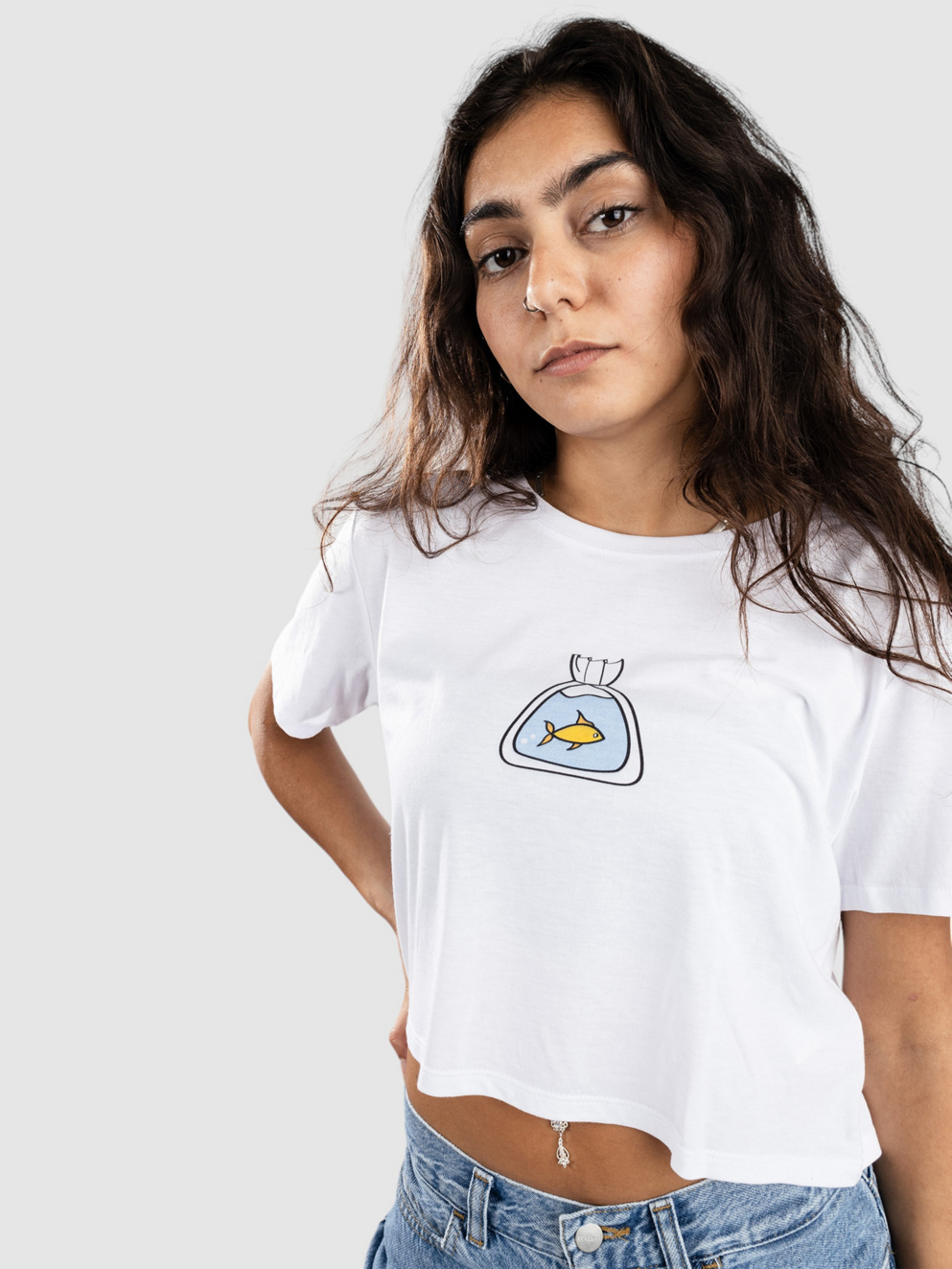 A.LAB Goldfishy Cropped T-Shirt white