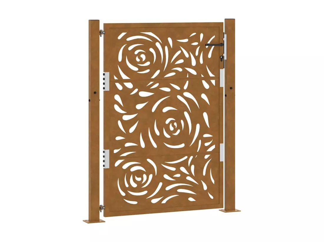 Porte de jardin acier résistant aux intempéries design flamme