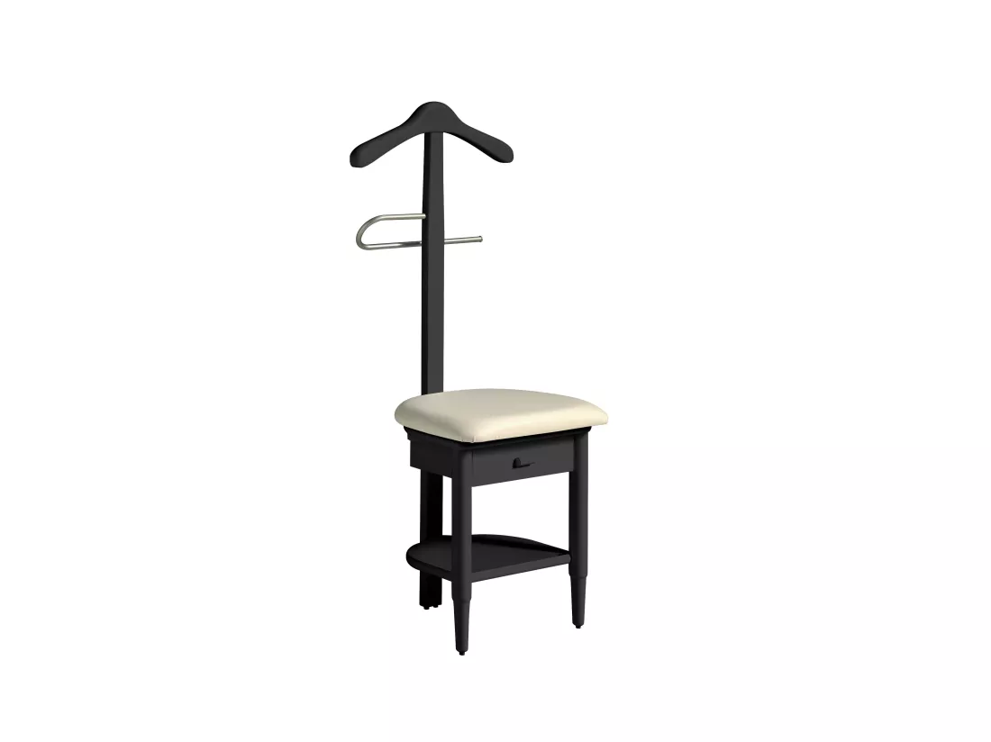 Valet de nuit - H115cm x L45cm x P41cm - hêtre massif noir - Stanza