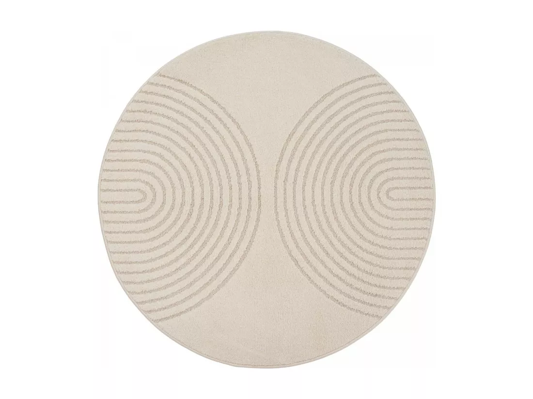 Tapis rond DEMILU ∅ 120 cm Beige Tapis facile d'entretien idéal pour la chambre