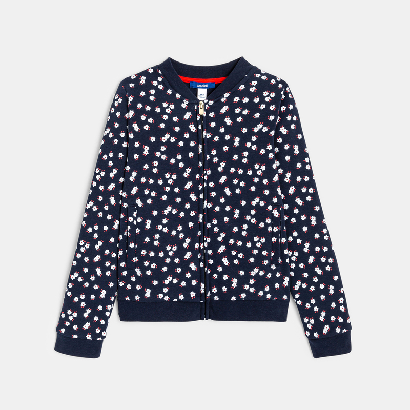 Teddy zippé en molleton imprimé bleu fille