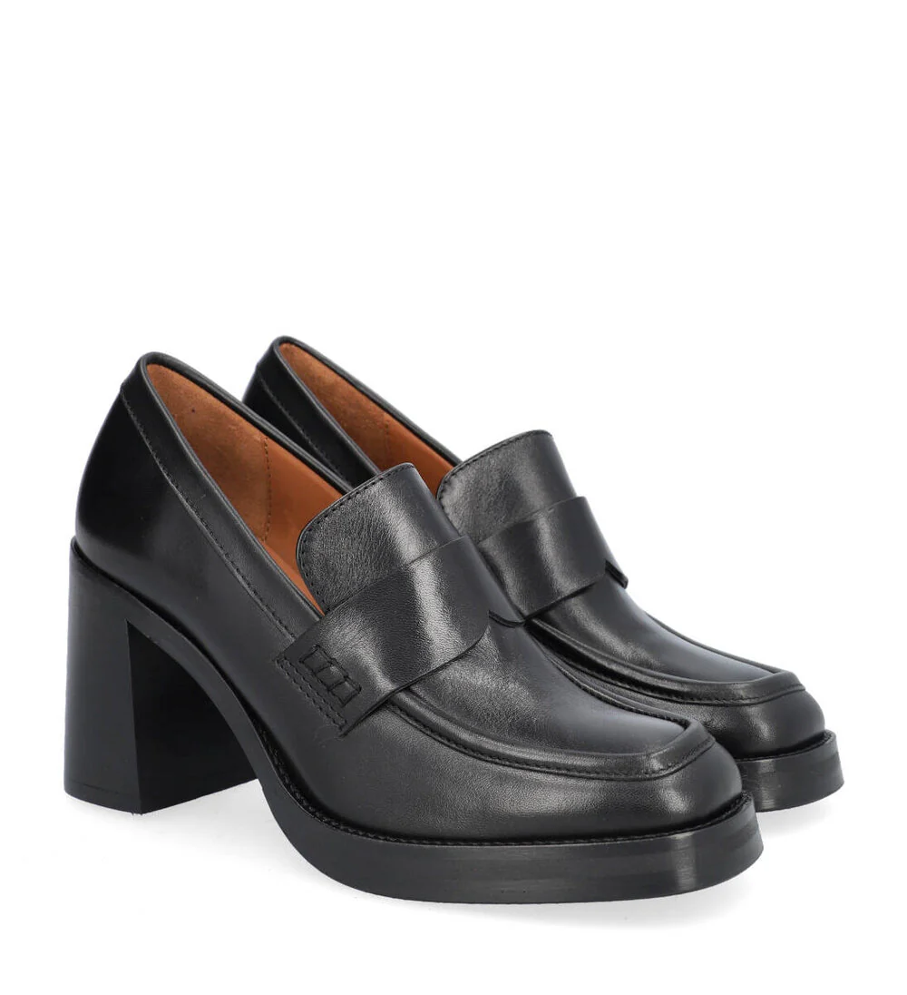 Billi Bi  A5210 Loafers med høj hæl - Black Calf Crust