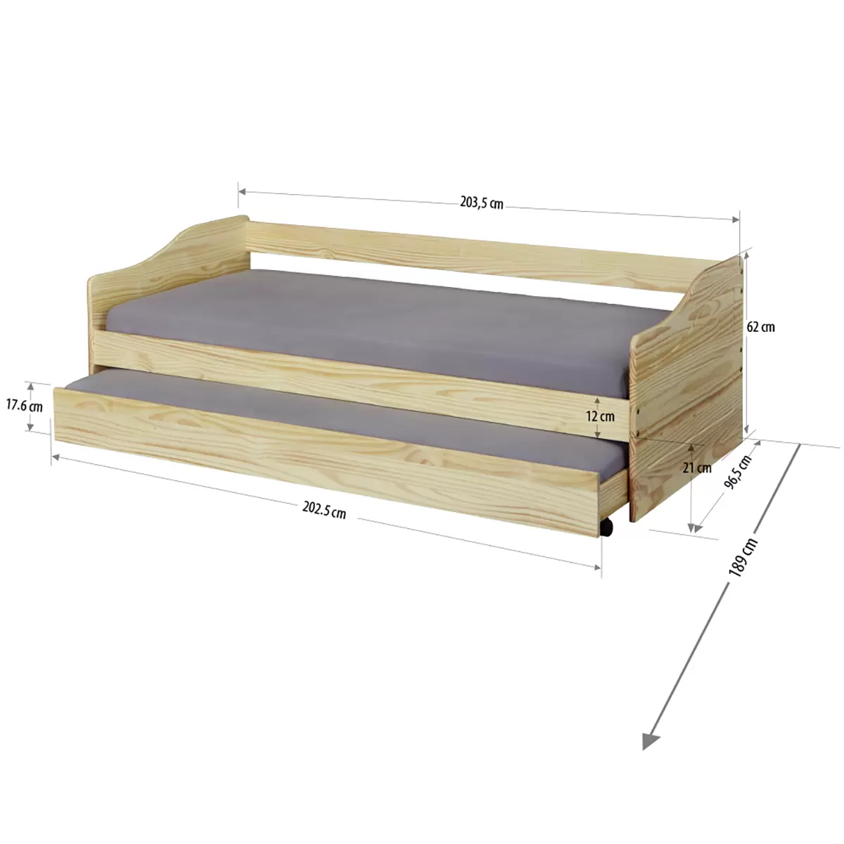 Funktionsbett Leonie 90x200 Natur