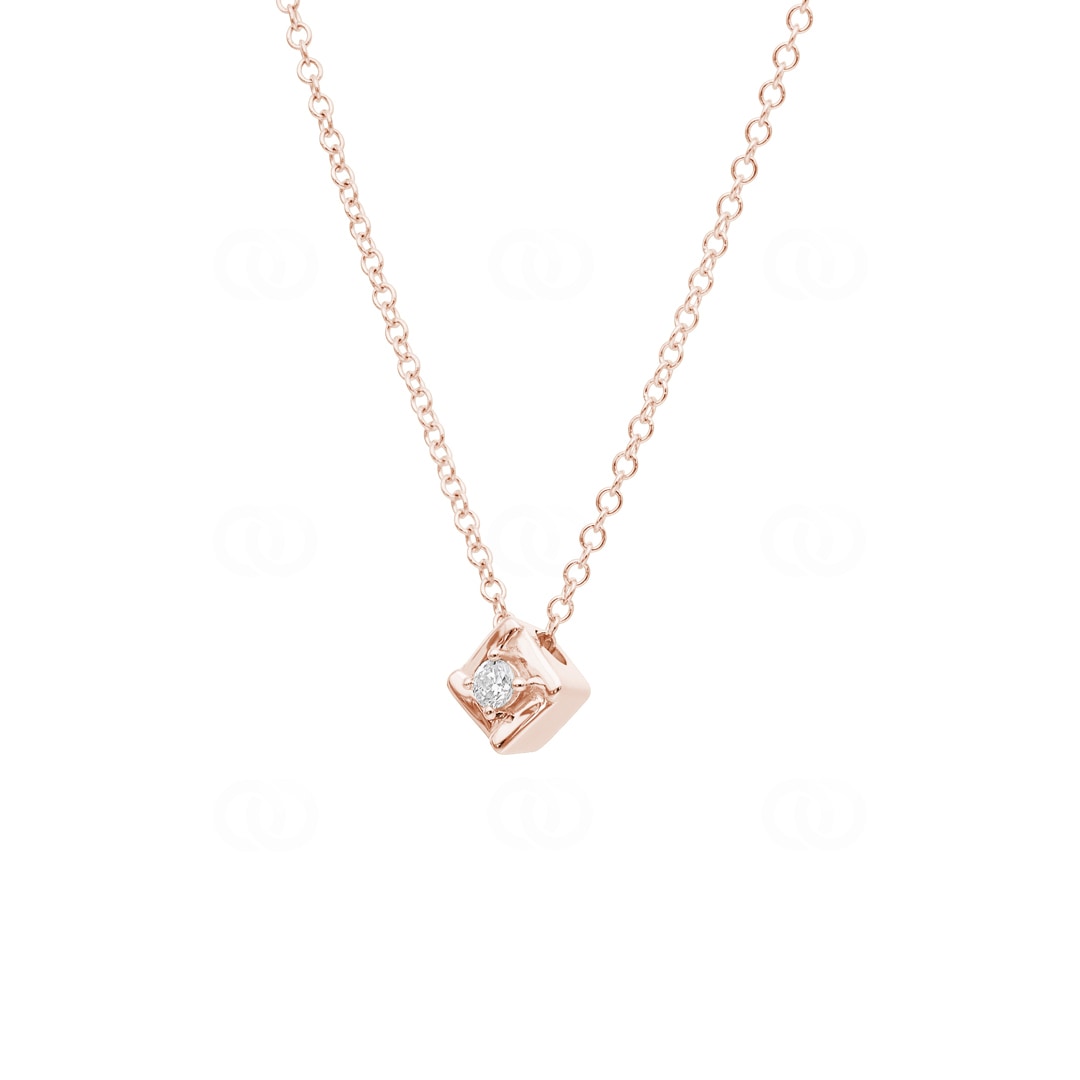Collier mit Anhänger 750/18 K Roségold mit Diamant 0.04ct H/Si