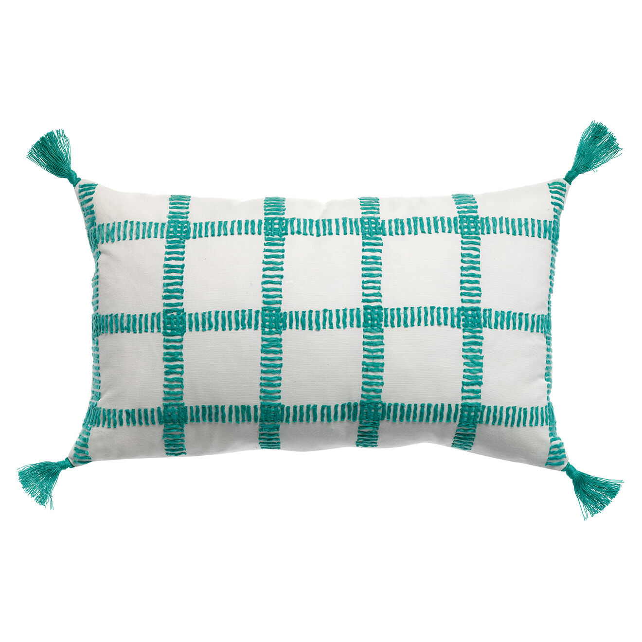 Vivaraise Coussin à carreaux en Lin mélangé  Diana lagon - 30x50 cm
