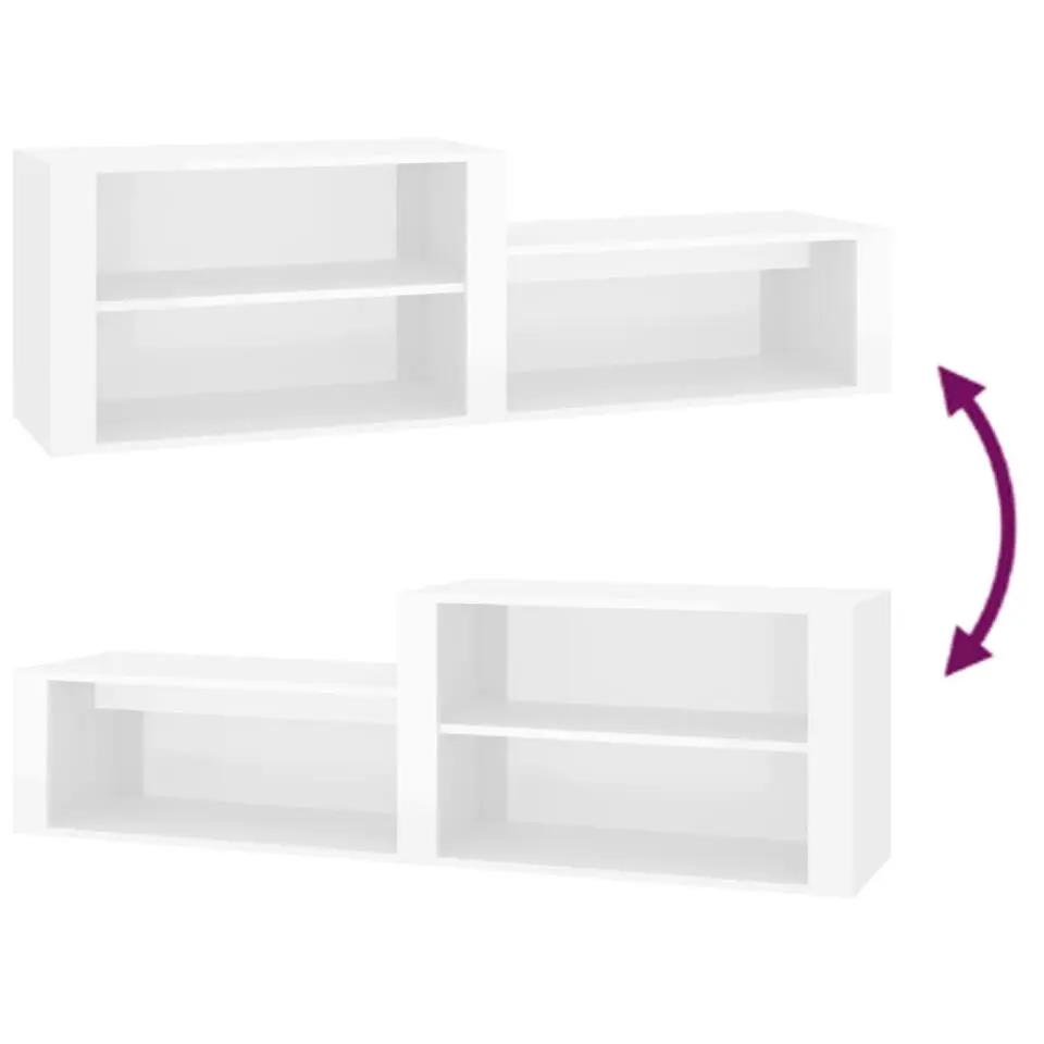vidaXL - Schoenenkast 6 paar - Hoogglans wit - Bewerkt hout - 150x35x45 cm
