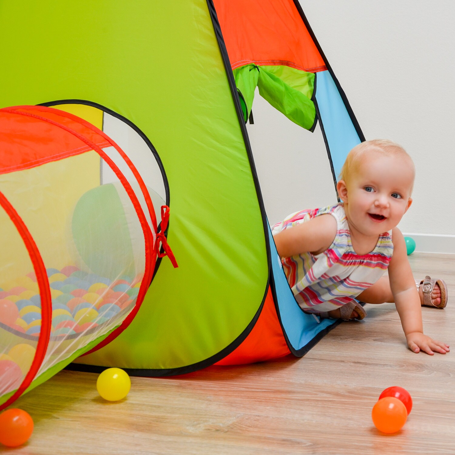 3er Bällebad Zelt 200 Baby Bälle PopupTunnel Kinderzelt Spielzelt 260x90x100cm