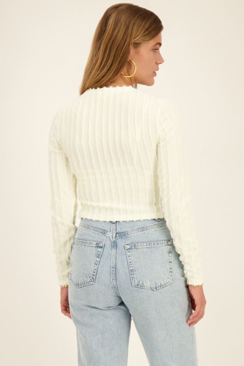 Witte top met terry strepen