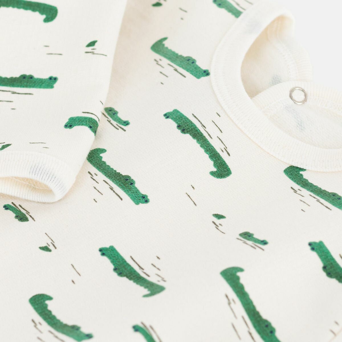 PETIT BATEAU<br>Pijama de bebê em fleece escovado com estampa e abertura nas costas