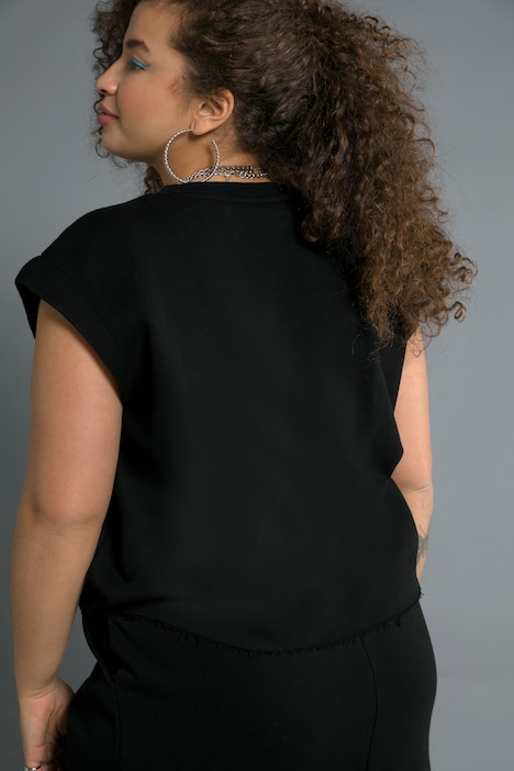 Sweatshirt, oversized, cropped, Rundhals, überschnittene Schultern