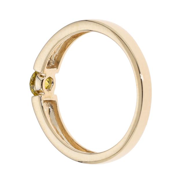 Solitär-Ring, Brillant goldgelb, Gold 375 poliert