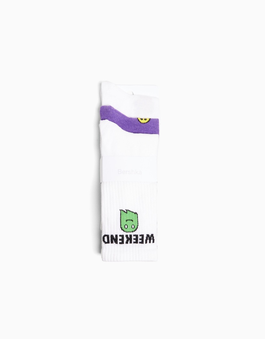 Pacote com 3 pares de meias estampadas