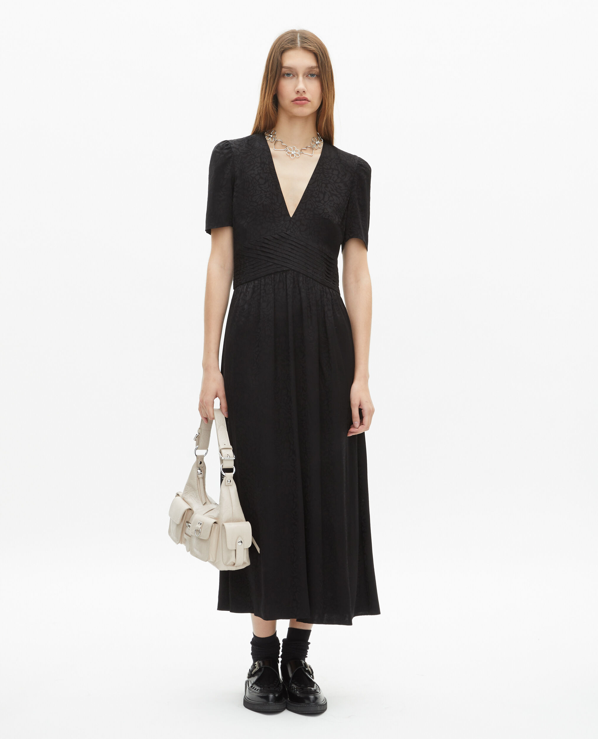 Robe longue en jacquard noire