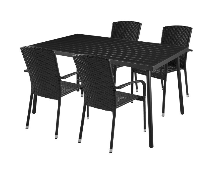Havestol Lissabon stabelbar sort - Sunlife