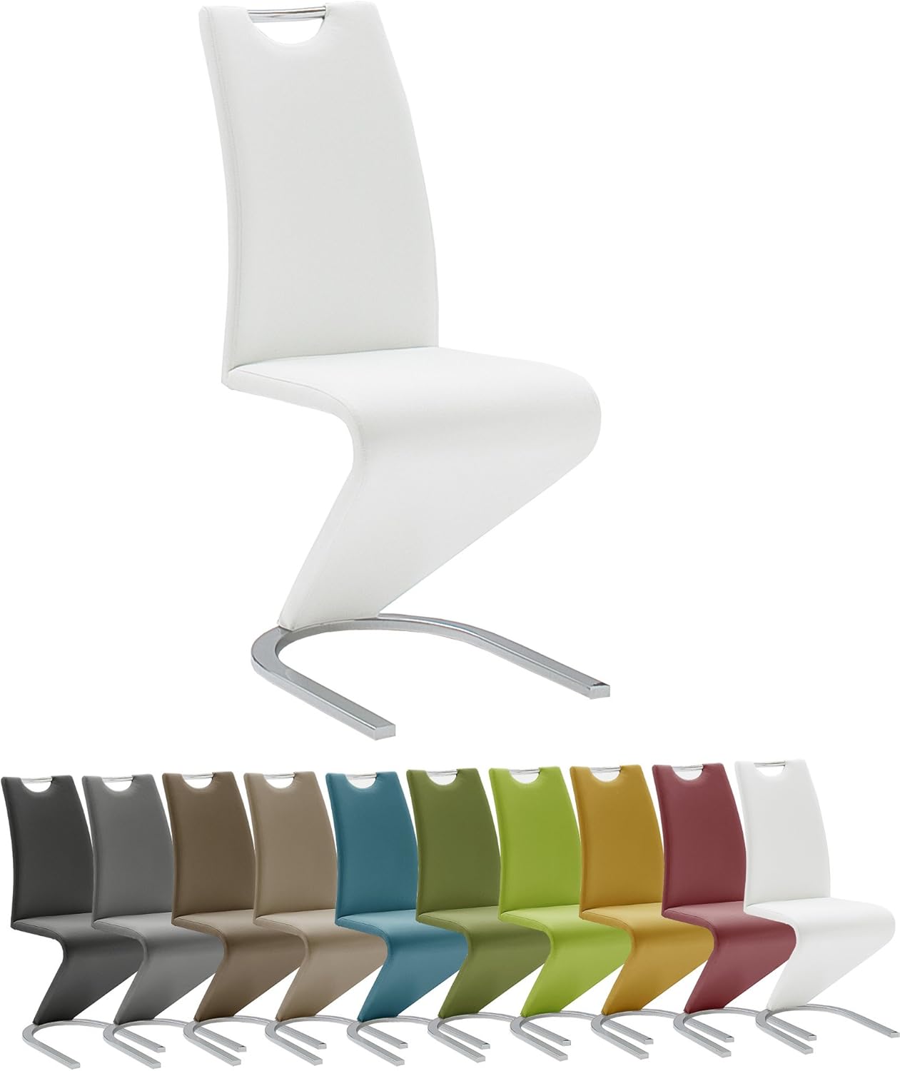 Robas Lund Esszimmerstühle 2er Set Schwingstuhl Weiß, Esszimmerstuhl Stuhl Amado, 62.0 x 45.0 x 102.0 cm