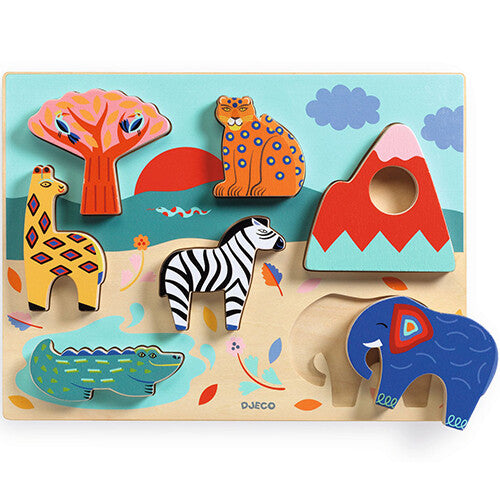 Djeco reliëfpuzzel savanne - 7st