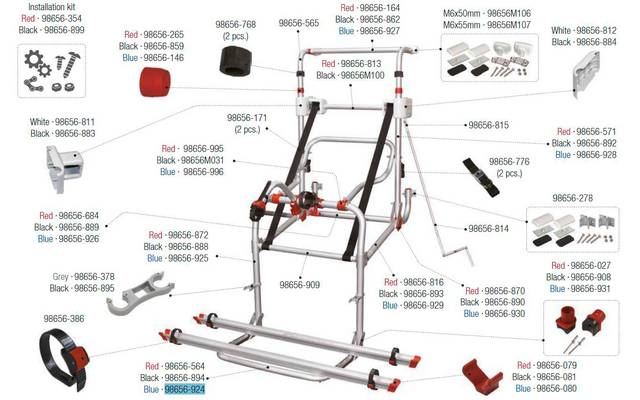 Fiamma Auflagebügel passend für Carry Bike Lift 77 - Farbe Blau Fiamma Ersatzteilnummer 98656-924