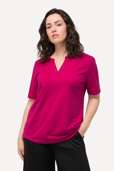 T-Shirt, Zierband, Tunika-Ausschnitt, Halbarm