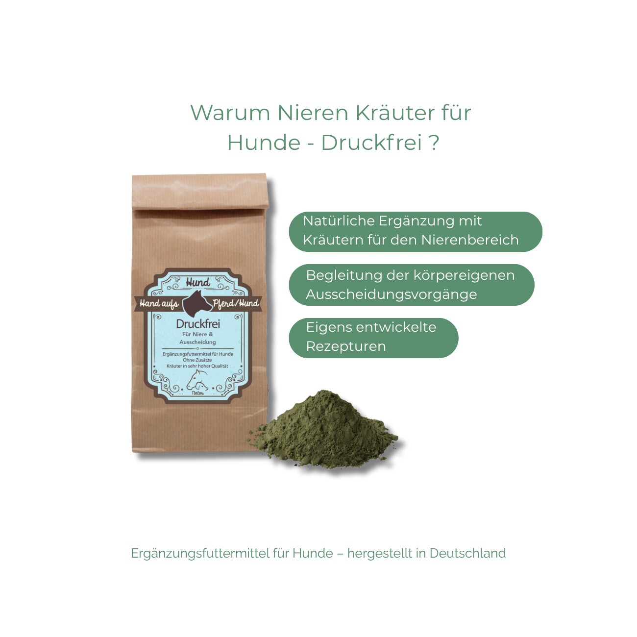 Hand aufs Pferd/Hund Nieren Kräuter für Hunde – Druckfrei 500g
