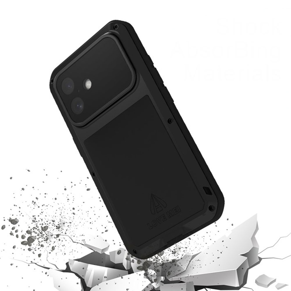 iPhone 16 Silikon Metall Outdoor Case   Panzerfolie - Schwarz