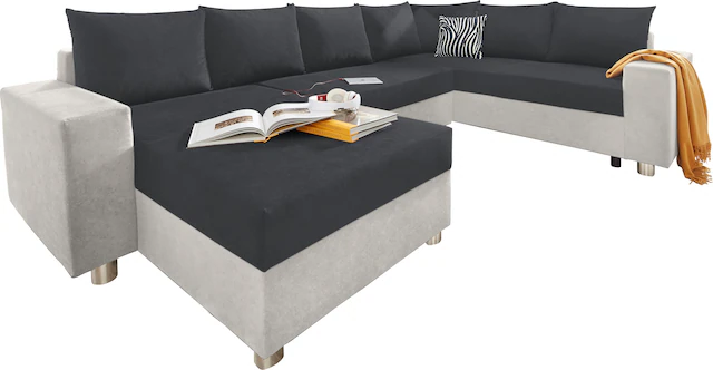 COLLECTION AB Wohnlandschaft »Paris U-Form« mit Federkern, wahlweise mit Bettfunktion und Bettkasten