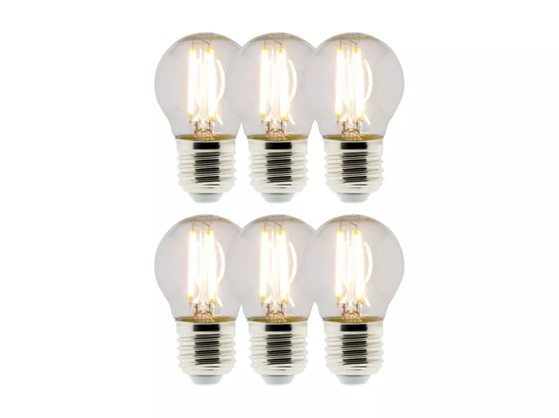 Lot de 6 Ampoules déco filament LED sphérique 4W E27 470lm 2700K - Zenitech