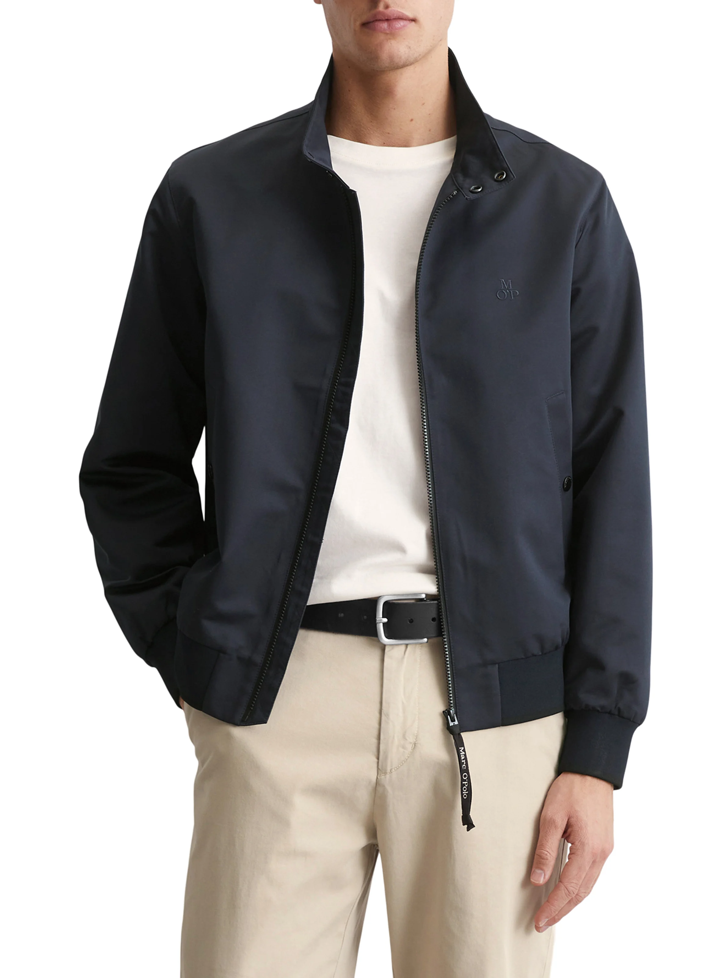 Veste droite zippée à col montant| Bleu